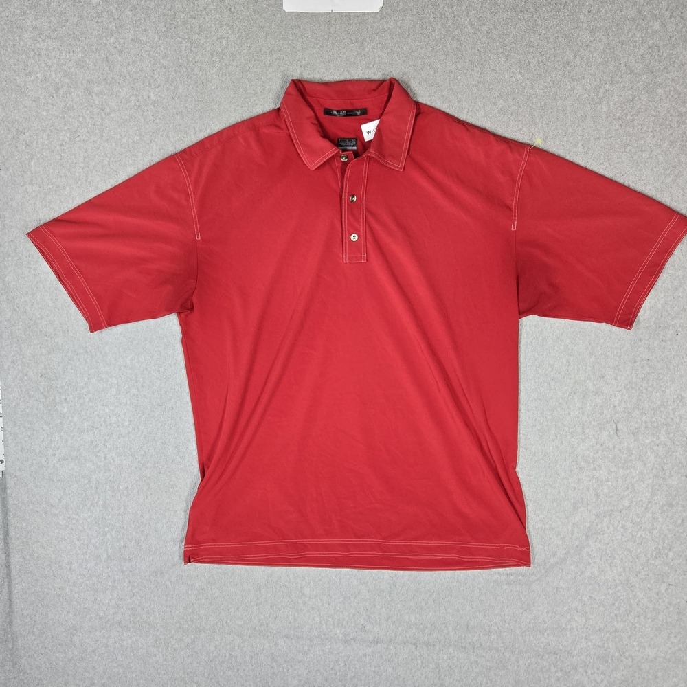 Tiger Woods Men Polo L Red Golf Shirt Y2K Logo Short Sleeve Stretch Nike Dri Fit